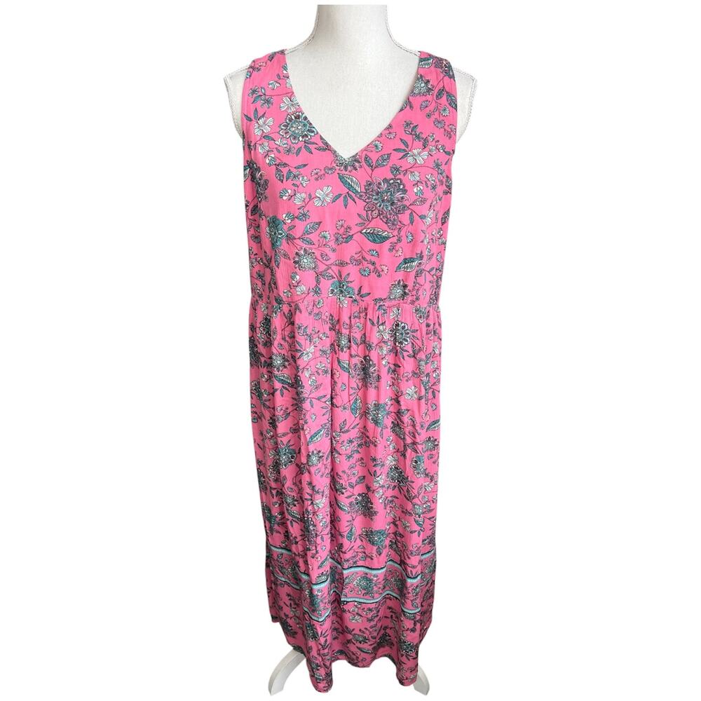 J. Jill pink floral maxi dress cottagecore boho sleeveless western lightweight - Picture 2 of 9